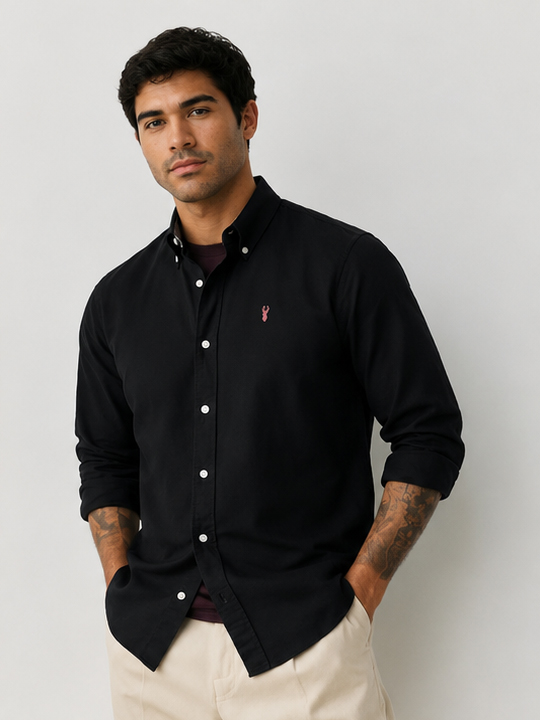 Black Regular Fit Oxford Shirt